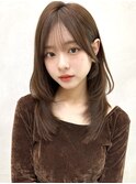20代30代40代◎前髪パーマ韓国風巻きくすみベージュお団子ヘア