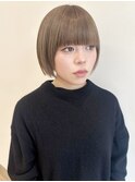 Say.ショートボブホワイトグレージュ地毛風ストレートミニボブ