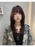 ◎イメチェン前髪ピンクベージュ似合わせハッシュカットレイヤー