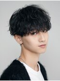 原宿ツイストスパイラルパーマメンズカット刈り上げマッシュ