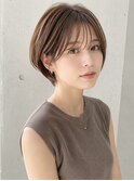 【NOA】丸みショート×ブラウンベージュ耳掛けハンサムショート