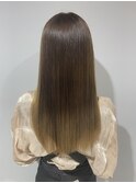 バレイヤージュ艶ストレートグラデーションカラー[上野御徒町]