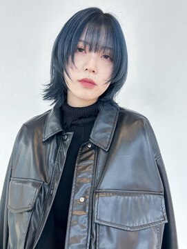 アルバム 池袋(ALBUM) ミディアムウルフ_チェリーブラウンフェミニンロング_9368