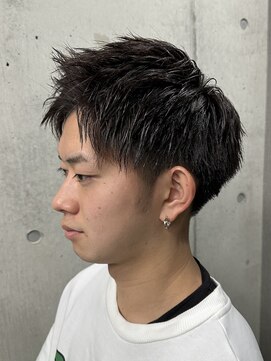 フイ 代々木(Hui) メンズ/アップバング/ツーブロックマッシュ/束感ショート/波巻き