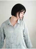 プツッとボブ/斜めバング/グレージュカラー/新宿