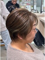 アッシュ 高幡不動店(Ash) 白髪ぼかしハイライトコントラストくびれショート髪質改善カラー