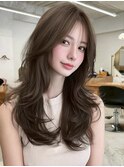 マッシュボブウルフ前髪アンブレラカラーこなれミディイメチェン