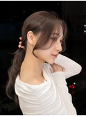 【仕事中も可愛い◎】大人かきあげヘア×明るめ透明感グレージュ