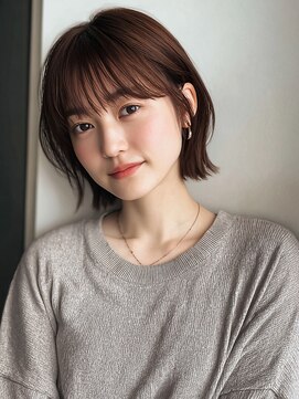 リアン 横須賀中央店(Lien) 切りっぱなしボブ 顔周りカット ブラウンベージュ 20代