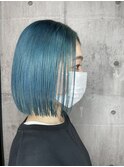 エメラルドブルー/ボブ/髪質改善エステトリートメント