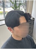 フェザーパーマ/グレーブルーカラー/刈り上げショートパンク