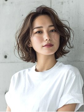 赤れんがアネックス(ANNEX) デジタルパーマ似合わせ大人ミディアムレイヤー30代40代50代60代