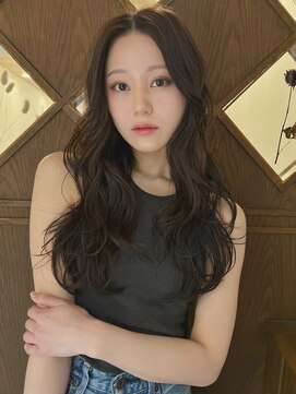 ブリンク(blink) 8トーンオリーブグレージュケアカラードライパーマ前髪なし