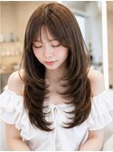 くびれレイヤー/オリーブベージュ/顔周り/シースルー/池袋
