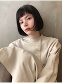 ナチュラル暗髪_あごラインのミニボブスタイル_四条烏丸御池