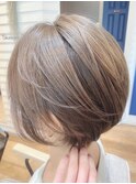 【RAWR】くびれショートボブ_透明感_ミルクティーベージュ