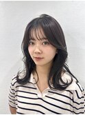韓国風 くびれミディアム ダークブラウン