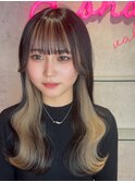 前髪インナーカラーベージュ！