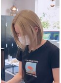 ことりベージュメルティカラーボブペールベージュ胸上ブリーチ
