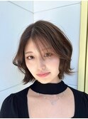 20代30代シースルー前髪で可愛い結べる外ハネボブ