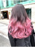くびれヘアアプリコットオレンジハイライトカラーブルーカラー