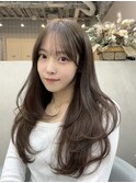 レイヤーカット/ミルクティーベージュ/韓国ヘア/エクステ/新宿