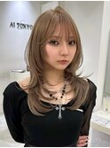 ミルクティーブロンド/ダークブルー/デジタルパーマ/渋谷