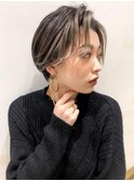 外国人風ショート フェイスフレーミング グレージュ