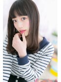 黒髪前髪パッツン大人ガーリーエアストレートa1