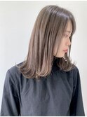 【FOLK】透明感ハイライトグレージュ☆似合わせ内巻きミディ♪