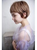 大人可愛い20代30代前下がりヌーディベージュ丸みショート池袋d