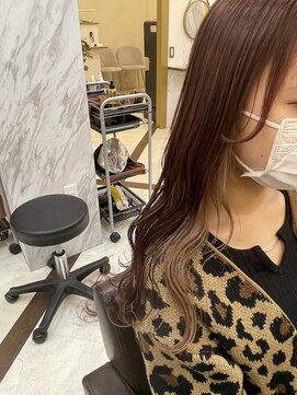 レム 長野(REM) インナーカラー＊ ピンク×ミルクティーベージュ