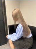 12206髪質改善金髪ホワイトブロンドマロンベージュストレート