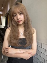 サロンドミルク 原宿(salon de MiLK)&nbsp;ハイライトミルクティーベージュロングレイヤーカット/原宿