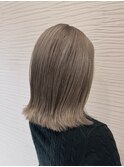 抜け感シルバーレイヤーボブ　ブリーチ　グレージュ　名取　岩沼