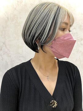 ラボヌールヘアー オリビエ 北千住店(La Bonheur hair Olivier) アウターカラー×ホワイト×ブラック☆ショコラアッシュ/