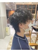 □コンマヘアアップバングツーブロックマッシュ束感