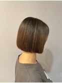 20代30代ミニボブココアブラウン小顔美肌ストレート丸み