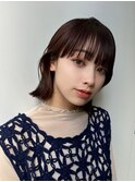 ベージュインナーカラーショートボブレイヤーミディアム前髪