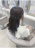 お花のハーフアップ