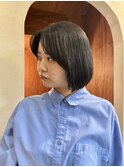 透明感グレーボブ