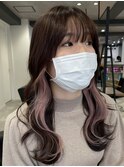 ミルクティーベージュダブルカラーケアブリーチインナーカラー
