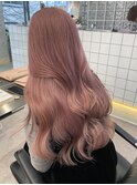 ピンクミルクティーアッシュベージュダブルカラー顔周りレイヤー