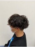 スパイラルパーマ×刈り上げマッシュ×アッシュ