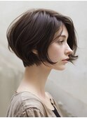 ☆ダークパープルナチュラルショートミルクブラウン髪質改善ボブ