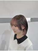 インナーカラーピンク×ぱつっとボブセンター南ブリーチカラー