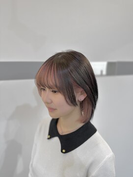 クラウドヘアー CLOUD HAIR インナーカラーピンク×ぱつっとボブセンター南ブリーチカラー