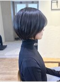 Say.ショートボブブルーカラーインナーカラーデジタルパーマ青山