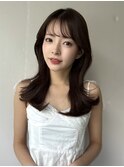 レイヤーミディアムくびれロングラベンダーピンクベージュ