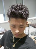 MEN'S/ナチュラルオールバック×フェード/短髪/黒髪